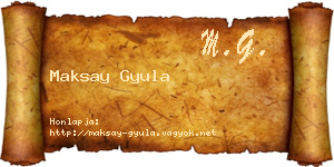 Maksay Gyula névjegykártya