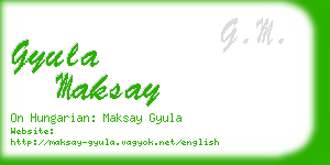 gyula maksay business card